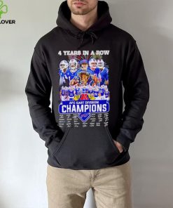 Buffalo Bills 4 years in a row 2023 AFC East Division Champions signatures hoodie, sweater, longsleeve, shirt v-neck, t-shirt