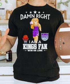 Slamson the Lion mascot damn right I am a Kings fan win or lose hoodie, sweater, longsleeve, shirt v-neck, t-shirt