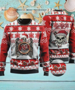 Slayer Band Christmas Style Logo With Santa Claus Hat Xmas 2024 Ugly Sweater