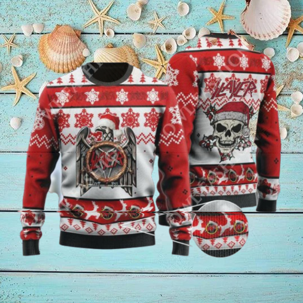 Slayer Band Christmas Style Logo With Santa Claus Hat Xmas 2024 Ugly Sweater Slayer Band Christmas Style Logo With Santa Claus Hat Xmas 2024 Ugly Sweater