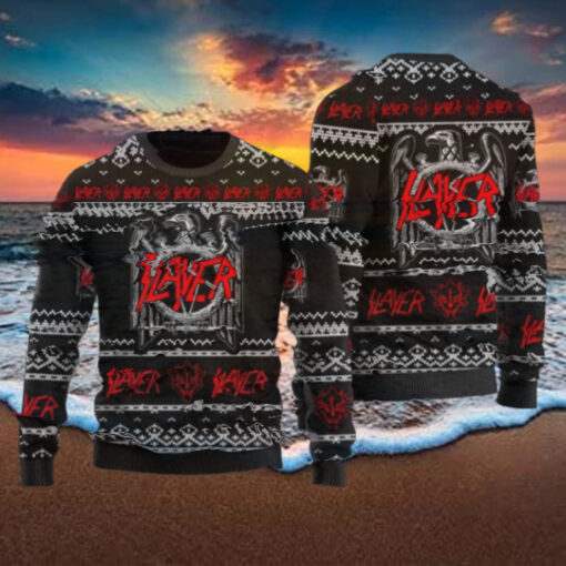 Slayer Band Eagle Logo Signature Christmas Ugly Sweater
