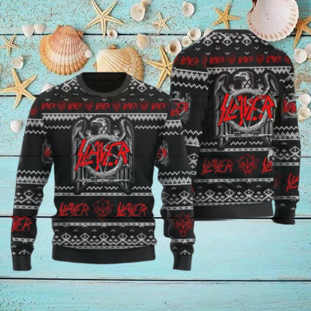 Slayer Band Eagle Logo Signature Christmas Ugly Sweater Slayer Band Eagle Logo Signature Christmas Ugly Sweater