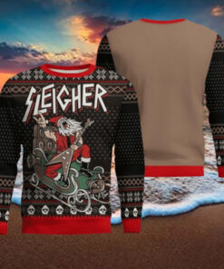 Slayer Band Sleigher Rock And Roll Santa Claus Christmas Party Knitted Ugly Christmas Sweater