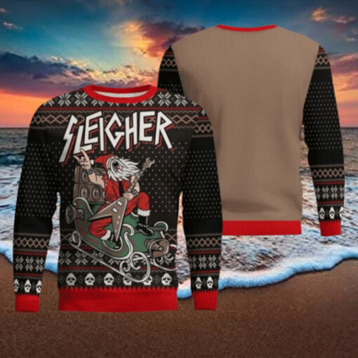 Slayer Band Sleigher Rock And Roll Santa Claus Christmas Party Knitted Ugly Christmas Sweater