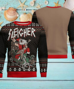 Slayer Band Sleigher Rock And Roll Santa Claus Christmas Party Knitted Ugly Christmas Sweater