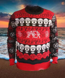 Slayer Kerry King Pentagram And Skulls Pattern Logo Holiday 2024 Christmas Ugly Sweater