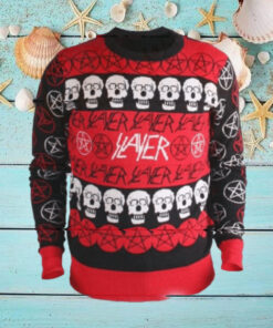 Slayer Kerry King Pentagram And Skulls Pattern Logo Holiday 2024 Christmas Ugly Sweater