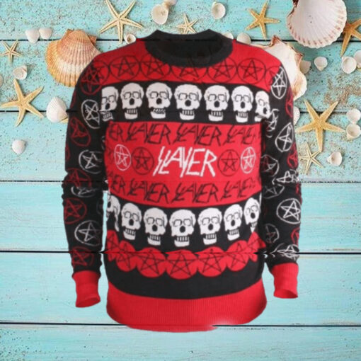 Slayer Kerry King Pentagram And Skulls Pattern Logo Holiday 2024 Christmas Ugly Sweater