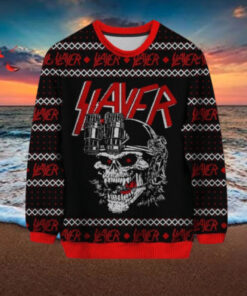 Slayer Reign In Blood For The Holiday Skull Knitted Ugly Sweater