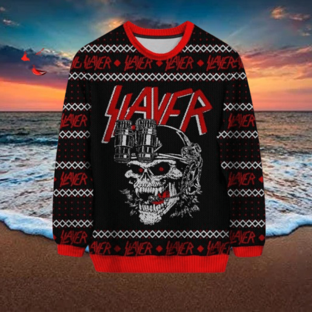 Slayer Reign In Blood For The Holiday Skull Knitted Ugly Sweater Slayer Reign In Blood For The Holiday Skull Knitted Ugly Sweater