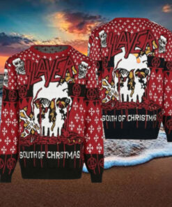 Slayer South Of Christmas Bloody Skull Santa All Over Knitted Christmas Ugly Sweater