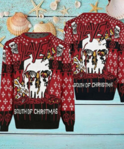 Slayer South Of Christmas Bloody Skull Santa All Over Knitted Christmas Ugly Sweater