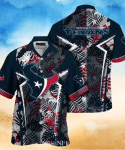 Sleek Charcoal Houston Texans Hawaiian Shirt – Abstract Monochrome Foliage
