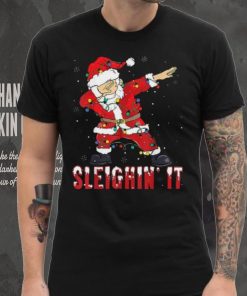 Sleighin It Dabbing Santa With Christmas Lights Christmas Unisex Shirt