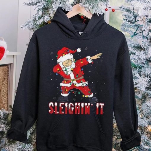 Sleighin It Dabbing Santa With Christmas Lights Christmas Unisex Shirt