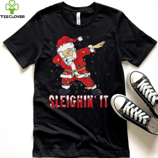 Sleighin It Dabbing Santa With Christmas Lights Christmas Unisex Shirt