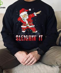 Sleighin It Dabbing Santa With Christmas Lights Christmas Unisex Shirt