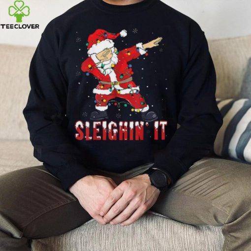 Sleighin It Dabbing Santa With Christmas Lights Christmas Unisex Shirt