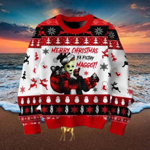 Slipknot Merry Christmas Ya Filthy Maggot Chirstmas Gifts 2024 Xmas For Family And Friends Ugly Sweater