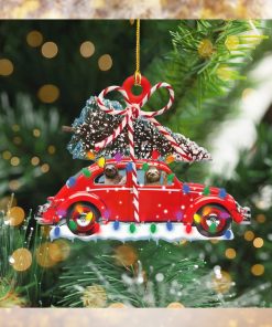 Sloth Drive Red Car Christmas Ornament Cute Christmas Vacation Ornament