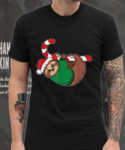 Sloth Hannging Candy Cane Christmas Pajama Cute Animal X Mas Shirt