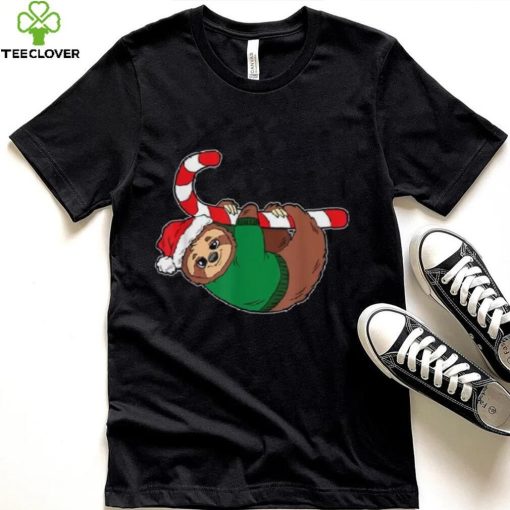 Sloth Hannging Candy Cane Christmas Pajama Cute Animal X Mas Shirt