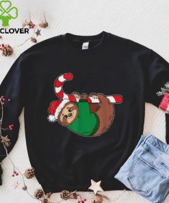 Sloth Hannging Candy Cane Christmas Pajama Cute Animal X Mas Shirt