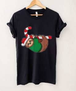 Sloth Hannging Candy Cane Christmas Pajama Cute Animal X Mas Shirt