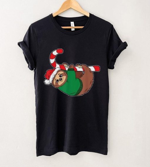 Sloth Hannging Candy Cane Christmas Pajama Cute Animal X Mas Shirt