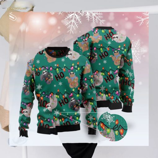 Sloth Hohoho Unisex Sweater Christmas Outfit   Retro Christmas Sweater