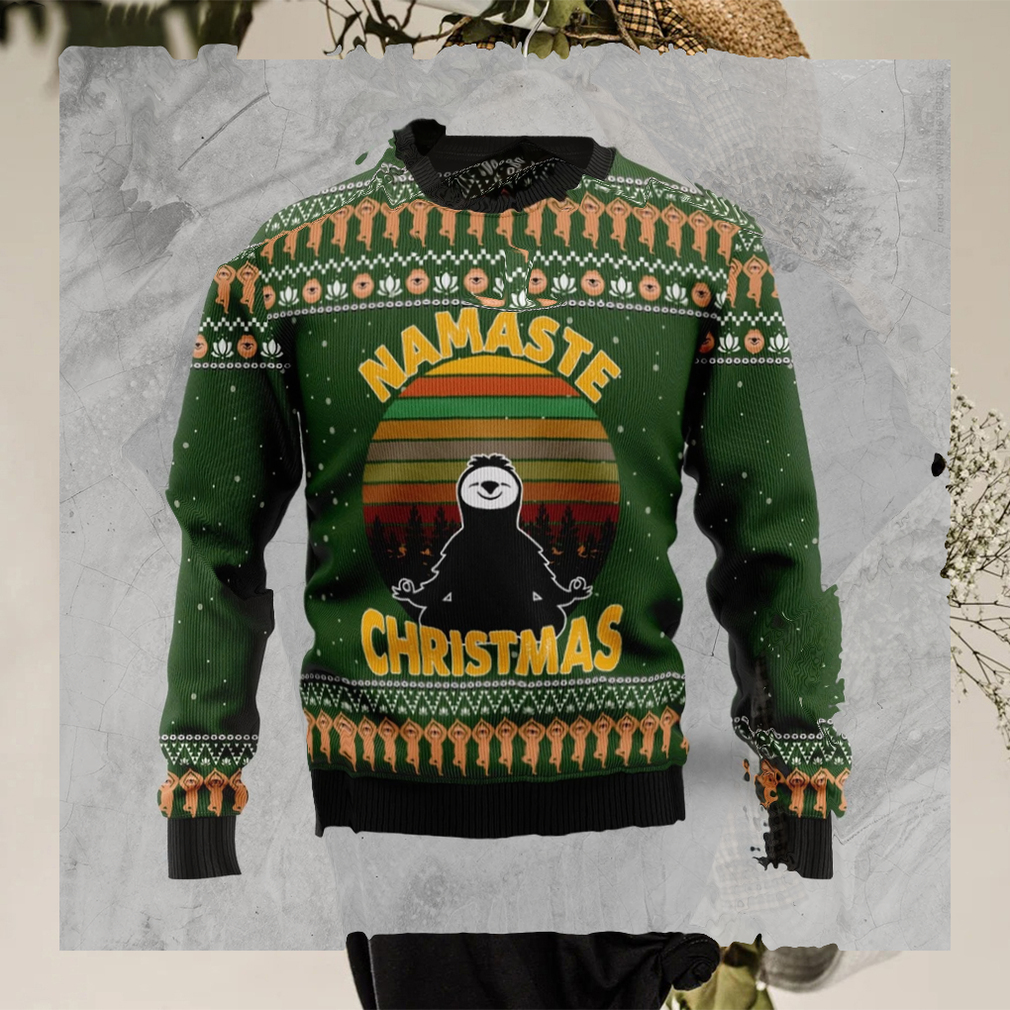 Sloth Namaste Christmas Graphic Sweater