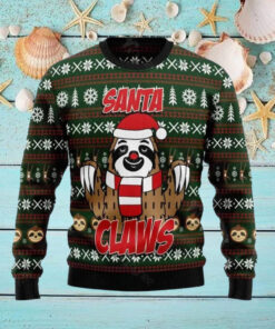Sloth Santa Claws Ugly Christmas Sweater
