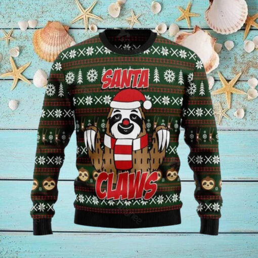 Sloth Santa Claws Ugly Christmas Sweater