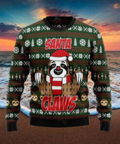 Sloth Santa Claws Ugly Christmas Sweater