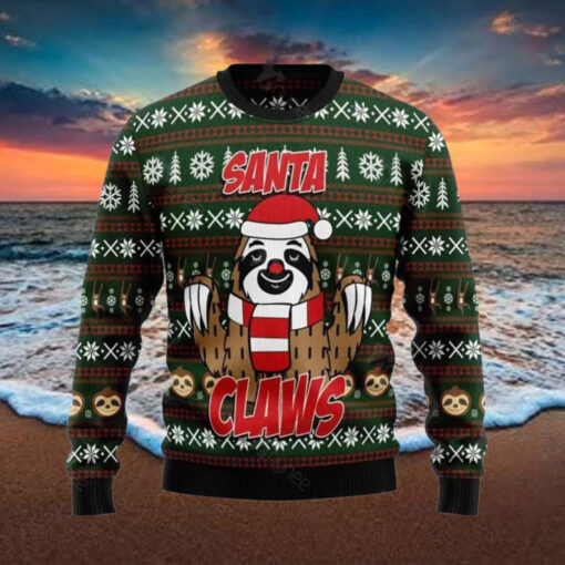 Sloth Santa Claws Ugly Christmas Sweater