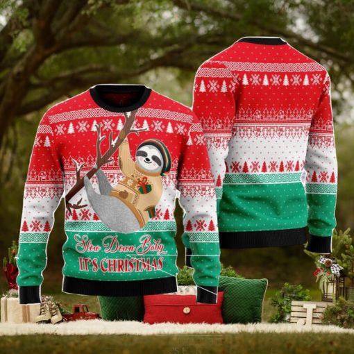 Sloth Slow Down Family Gift Ugly Christmas Sweater
