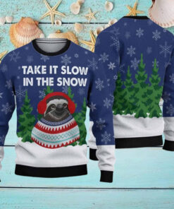 Sloth Take It Slow In The Snow Ugly Christmas Sweater