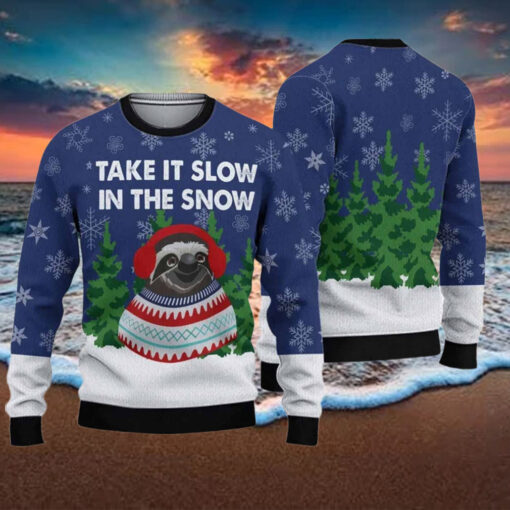 Sloth Take It Slow In The Snow Ugly Christmas Sweater