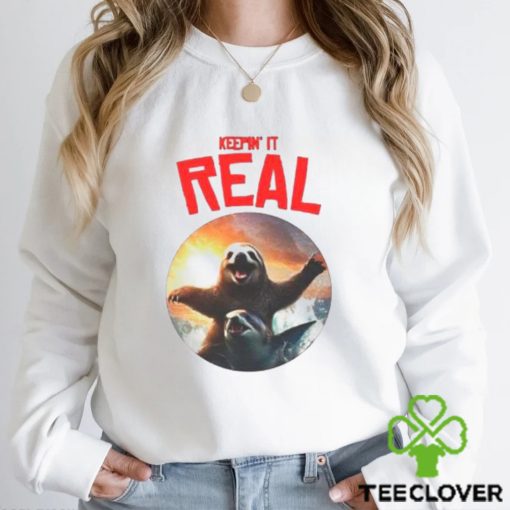 Sloth riding shark keepin’ it real hoodie, sweater, longsleeve, shirt v-neck, t-shirt