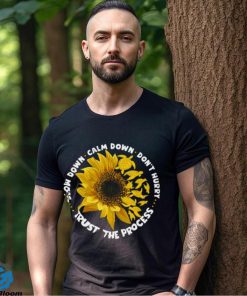 Slow Down Calm Down Trust The Process With Sunflower Motivation Turtle Classic T Shirt