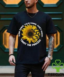 Slow Down Calm Down Trust The Process With Sunflower Motivation Turtle Classic T Shirt