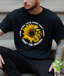 Slow Down Calm Down Trust The Process With Sunflower Motivation Turtle Classic T Shirt