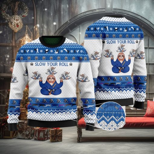 Slow Your Roll Jiu Jitsu Sloth Sweater Christmas Xmas Sweater