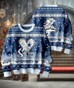 Smart Woman Loves Her Dallas Cowboys Christmas Holiday Sweater1