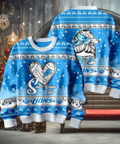 Smart Woman Loves Her Detroit Lions Christmas Holiday Sweater1