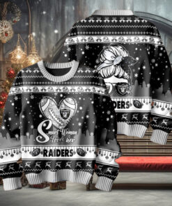 Smart Woman Loves Her Las Vegas Raiders Christmas Holiday Sweater1