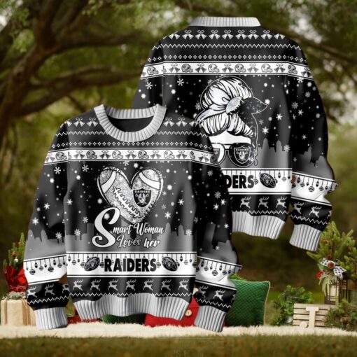 Smart Woman Loves Her Las Vegas Raiders Christmas Holiday Sweater1