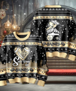 Smart Woman Loves Her New Orleans Saints Christmas Holiday Sweater1