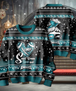 Smart Woman Loves Her Philadelphia Eagles Christmas Holiday Sweater1