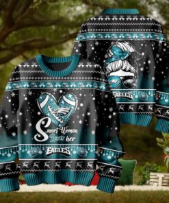 Smart Woman Loves Her Philadelphia Eagles Christmas Holiday Sweater1